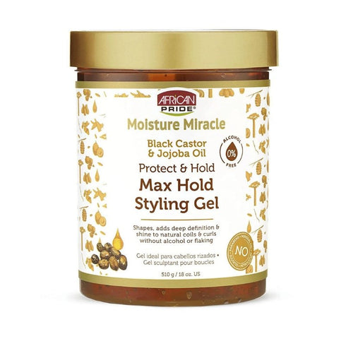African Pride Moisture Miracle Black Castor & Jojoba Oil Max Hold Styling Gel 18 Oz